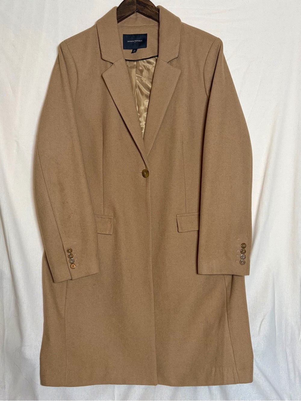 Banana Republic Camel Single-Button Wool Blend Trench Coat